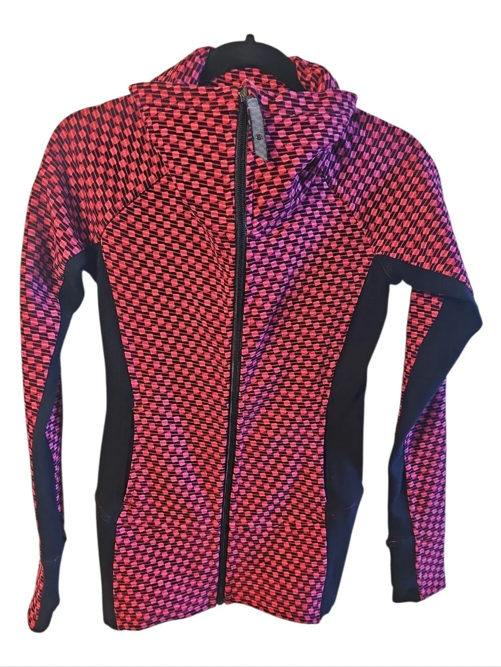 LULULEMON Athletica Pink and Black Patterned Bomber Jacket, Women's, Size 2